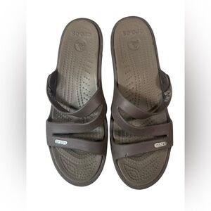 CROCS  Brown Patricia Wedges Slip-On Sandals